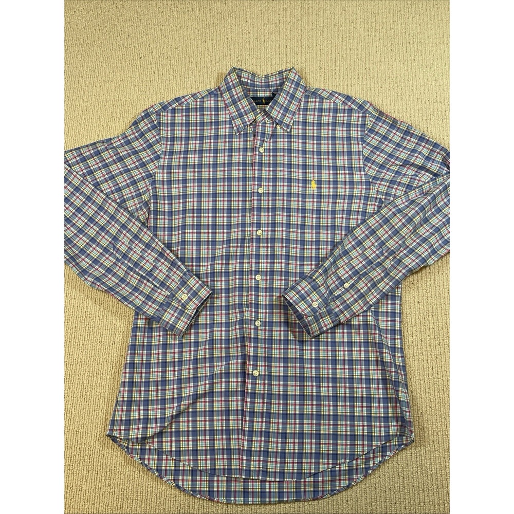 Ralph Lauren Men's Medium Blue Plaid Button Down Shirt